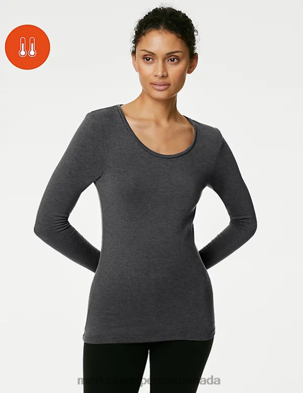 Marks and Spencer near me - Unisex Charcoal Lingerie Marks & Spencer Heatgen Plus Thermal Long Sleeve Top 20VTD4692