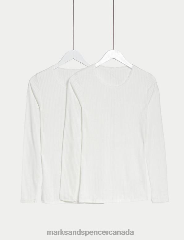 Unisex White Lingerie Marks & Spencer 2pk Pointelle Thermal Long Sleeve Tops 20VTD4724 - Marks and Spencer online