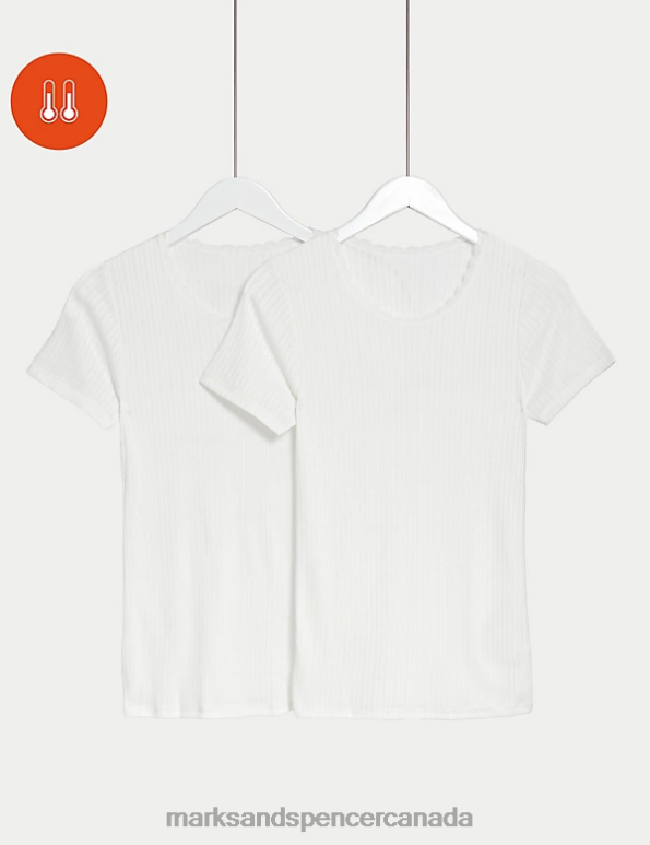 Unisex White Lingerie Marks & Spencer 2pk Thermal Short Sleeve Tops 20VTD4887 - Marks and Spencer Canada locations