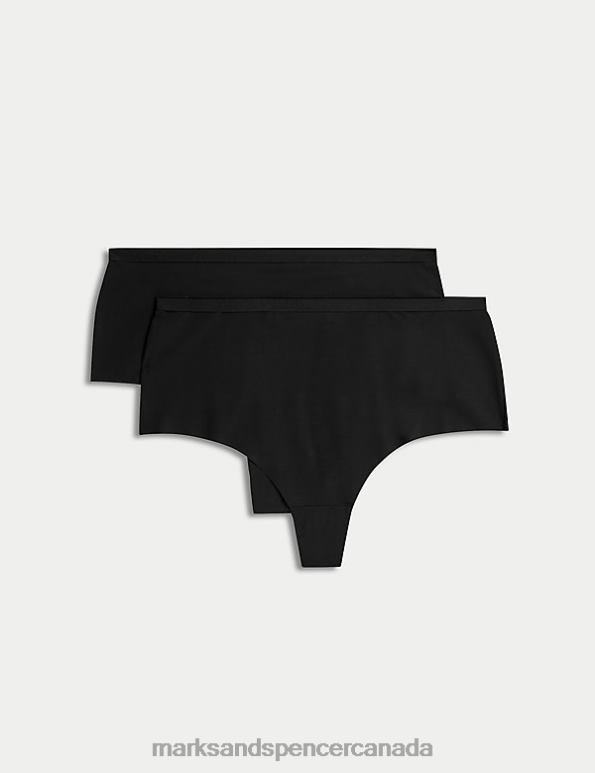 Marks and Spencer near me - Unisex Black Lingerie Marks & Spencer 2pk Light Control No-VPL Thong 20VTD4385