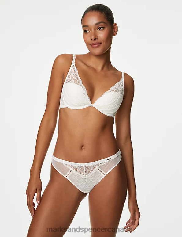 Marks and Spencer near me - Unisex Ivory Lingerie Marks & Spencer Aster Sparkle Lace Thong 20VTD3780