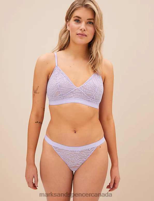 Unisex Lilac Lingerie Marks & Spencer Gisella Mesh Thong 20VTD3814 - Marks and Spencer online