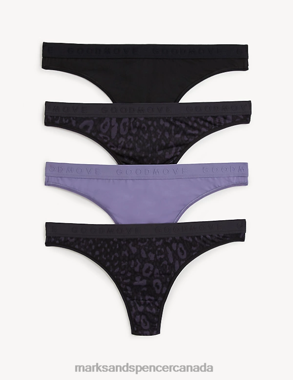 Unisex Purple Mix Lingerie Marks & Spencer 4pk No VPL Thongs 20VTD4114 - Marks and Spencer outlet