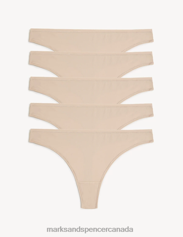 Marks and Spencer Canada - Unisex Rose Quartz Lingerie Marks & Spencer 5pk No VPL Microfibre Low Rise Thongs 20VTD4922