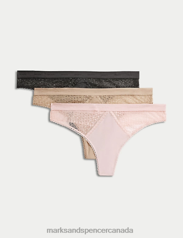 Marks and Spencer Canada - Unisex Soft Pink Lingerie Marks & Spencer 3pk Cotton with Cool Comfort Thongs 20VTD4382