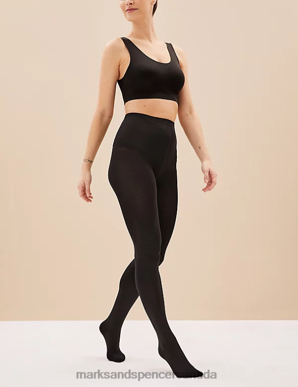 Unisex Black Lingerie Marks & Spencer 2pk 100 Denier Body Sensor Opaque Tights 20VTD4572 - Marks and Spencer outlet