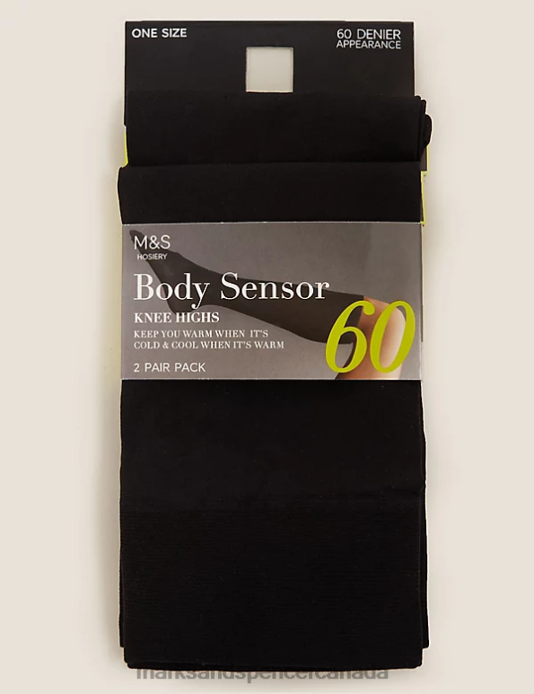 Unisex Black Lingerie Marks & Spencer 2pk 60 Denier Body Sensor Opaque Knee Highs 20VTD4598 - Marks and Spencer online