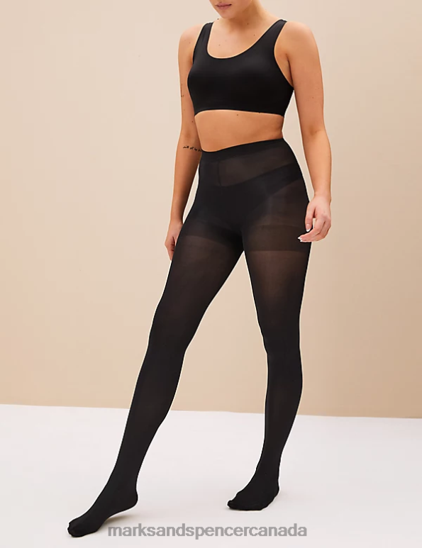 Unisex Black Lingerie Marks & Spencer 2pk 80 Denier Body Sensor Tights 20VTD4622 - Marks and Spencer outlet