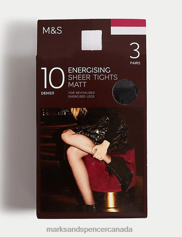 Marks and Spencer sale - Unisex Black Lingerie Marks & Spencer 3pk 10 Denier Energising Sheer Tights 20VTD4680