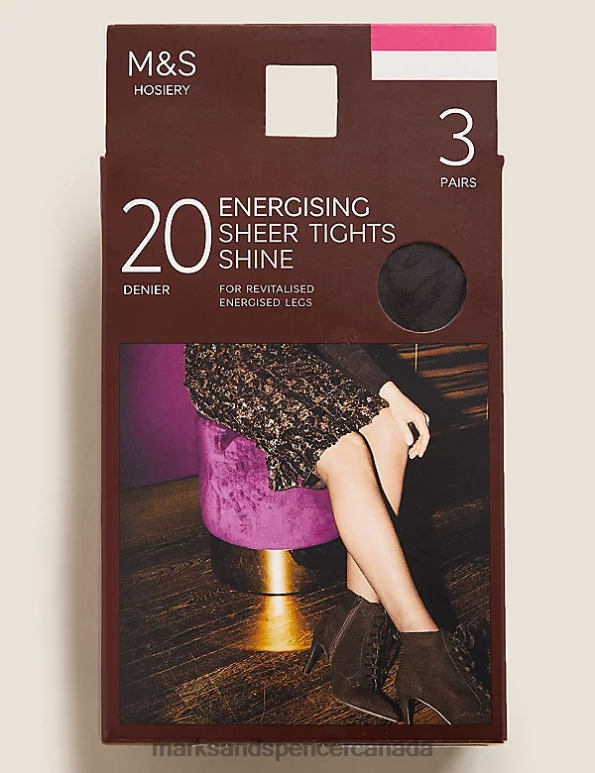 Unisex Black Lingerie Marks & Spencer 3pk 20 Denier Energising Sheer Tights 20VTD4200 - Marks and Spencer Canada locations