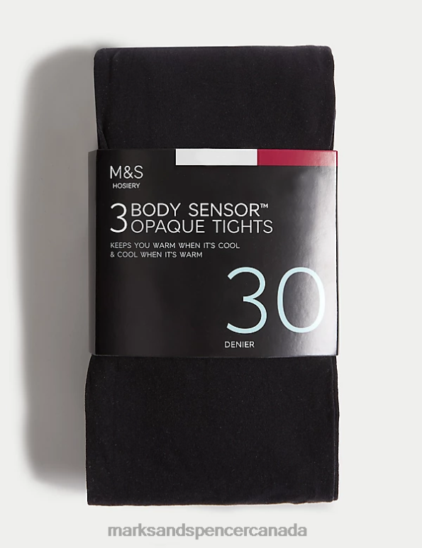 Unisex Black Lingerie Marks & Spencer 3pk 30 Denier Body Sensor Tights 20VTD4618 - Marks and Spencer Canada locations