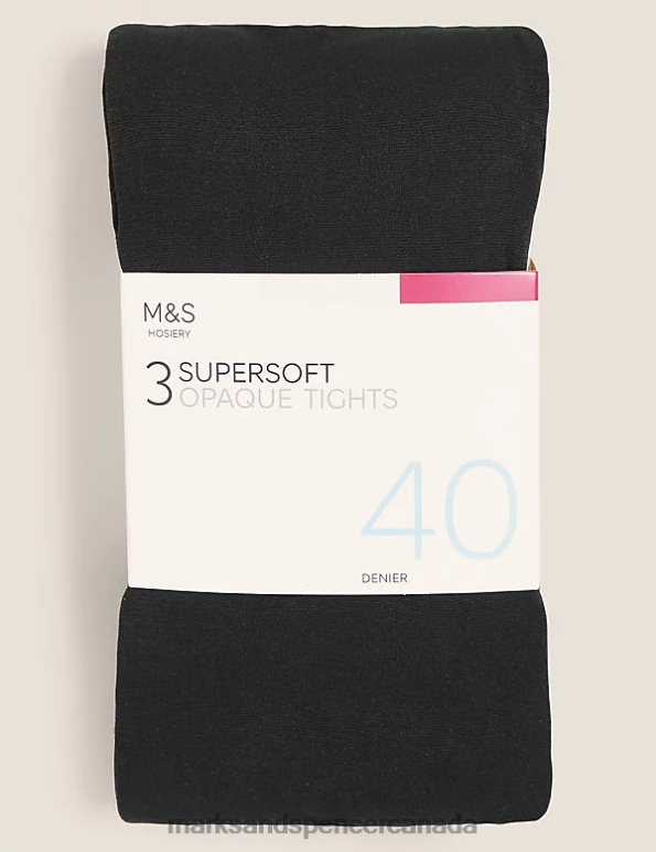 Marks and Spencer near me - Unisex Black Lingerie Marks & Spencer 3pk 40 Denier Supersoft Opaque Tights 20VTD4586