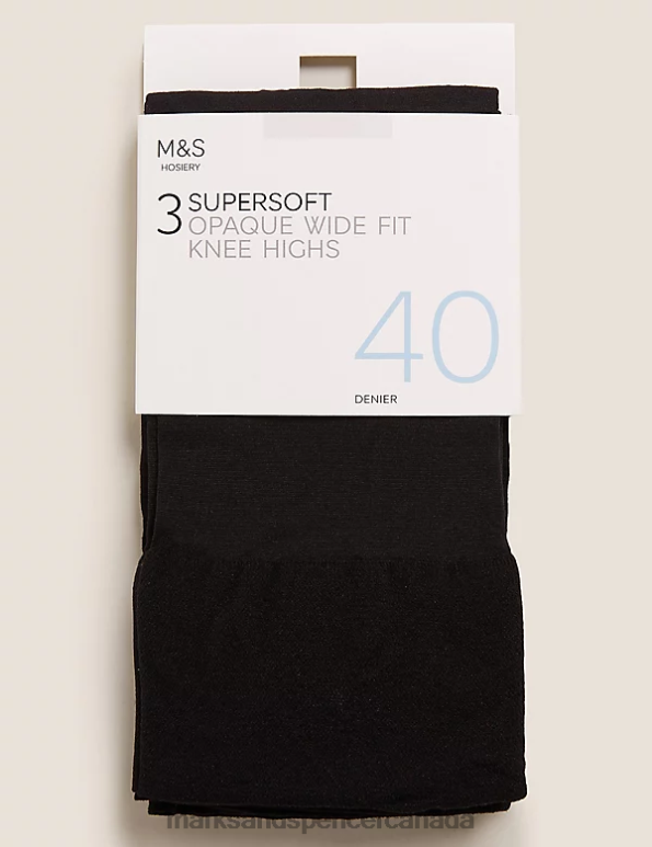 Unisex Black Lingerie Marks & Spencer 3pk Opaque Knee Highs 20VTD4450 - Marks and Spencer Canada locations