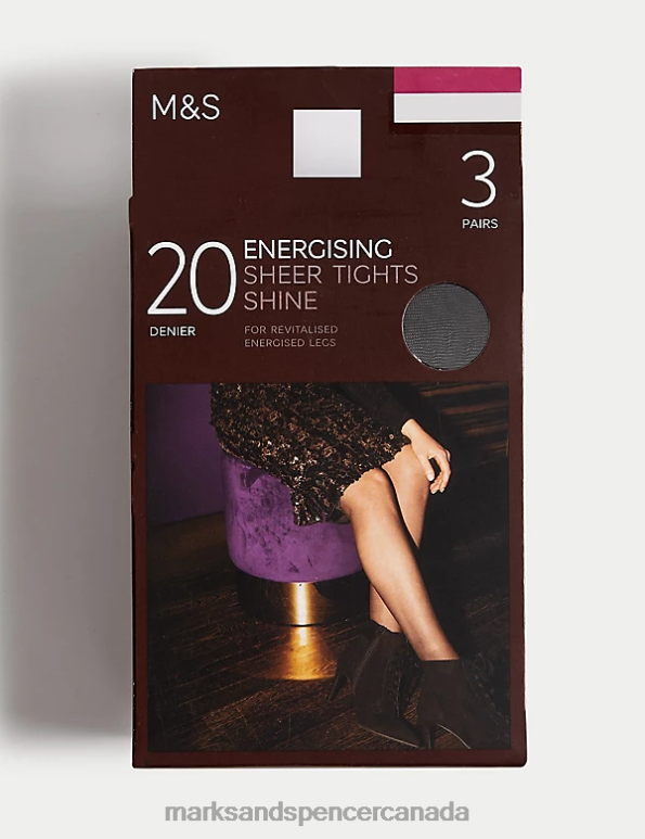 Unisex Nearly Black Lingerie Marks & Spencer 3pk 20 Denier Energising Sheer Tights 20VTD3830 - Marks and Spencer online