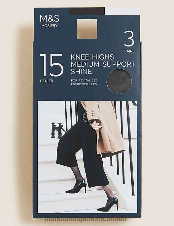 Marks and Spencer sale - Unisex Nearly Black Lingerie Marks & Spencer 3pk Medium Support Knee High Tights 20VTD4037