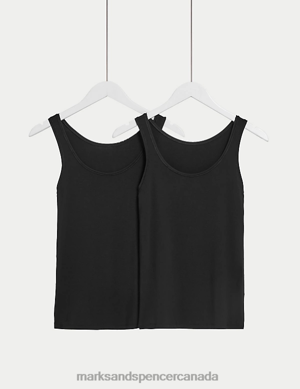 Unisex Black Lingerie Marks & Spencer 2pk Flexifit Modal Rich Vests 20VTD3826 - Marks and Spencer Canada locations