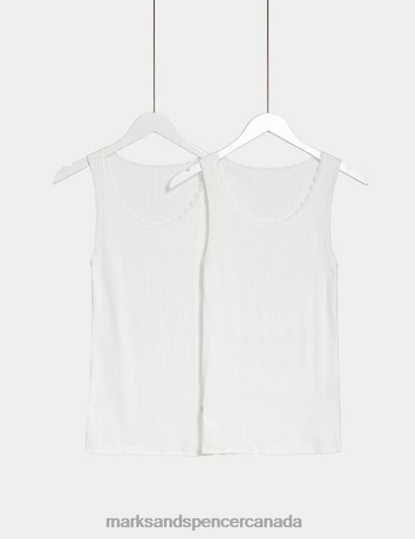 Unisex White Lingerie Marks & Spencer 2pk Thermal Built-up Shoulder Vests 20VTD4976 - Marks and Spencer outlet