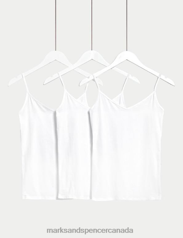 Marks and Spencer sale - Unisex White Lingerie Marks & Spencer 3pk Cotton Rich Strappy Vests 20VTD3756