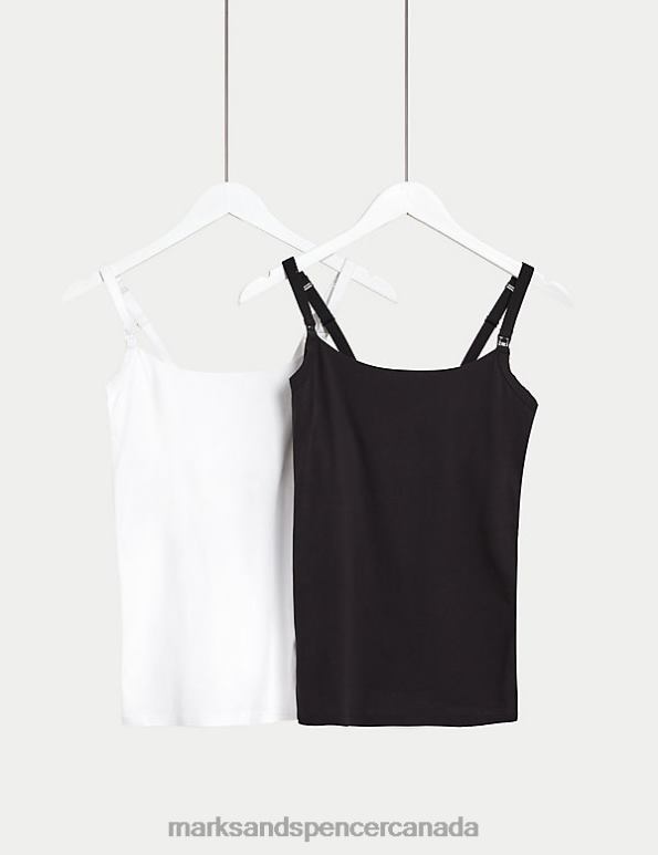 Marks and Spencer sale - Unisex White Mix Lingerie Marks & Spencer 2pk Cotton Rich Secret Support Nursing Vests 20VTD3665