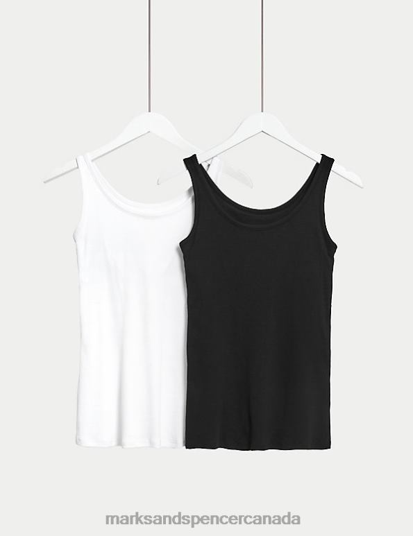 Unisex White Mix Lingerie Marks & Spencer 2pk Cotton Rich Secret Support Vests 20VTD3480 - Marks and Spencer online