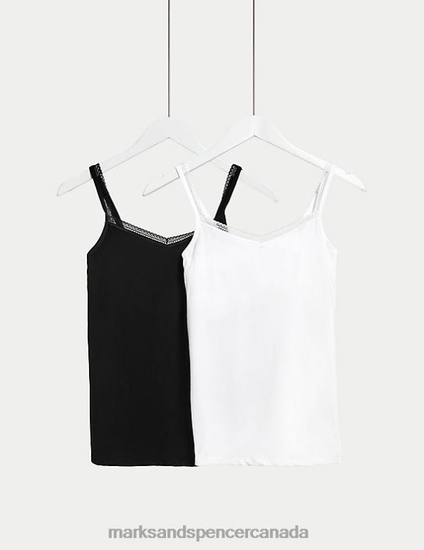 Marks and Spencer Canada - Unisex White Mix Lingerie Marks & Spencer 2pk Cotton Rich Secret Support Vests 20VTD4281