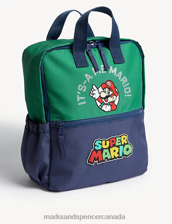 Marks and Spencer Canada - Kids Dark Sage Accessories Marks & Spencer Super Mario Water Repellent Backpack 20VTD7806