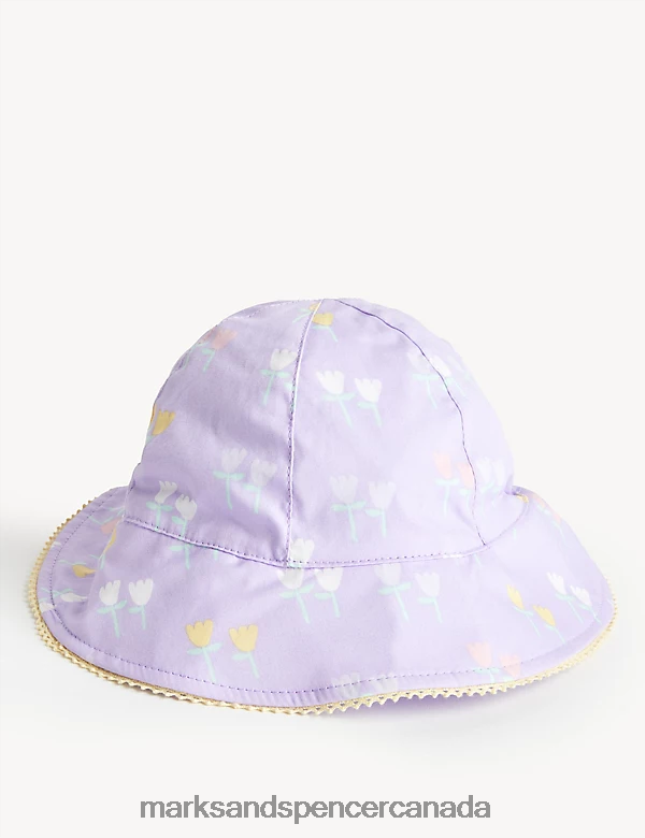 Marks and Spencer Canada - Accessories 20VTD9774 Lilac Kids Marks & Spencer Pure Cotton Floral Sun Hat