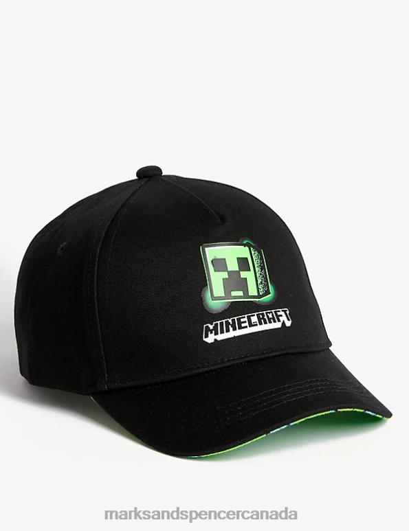 Marks and Spencer near me - Kids Black Accessories Marks & Spencer Pure Cotton Minecraft Baseball Cap 20VTD8579