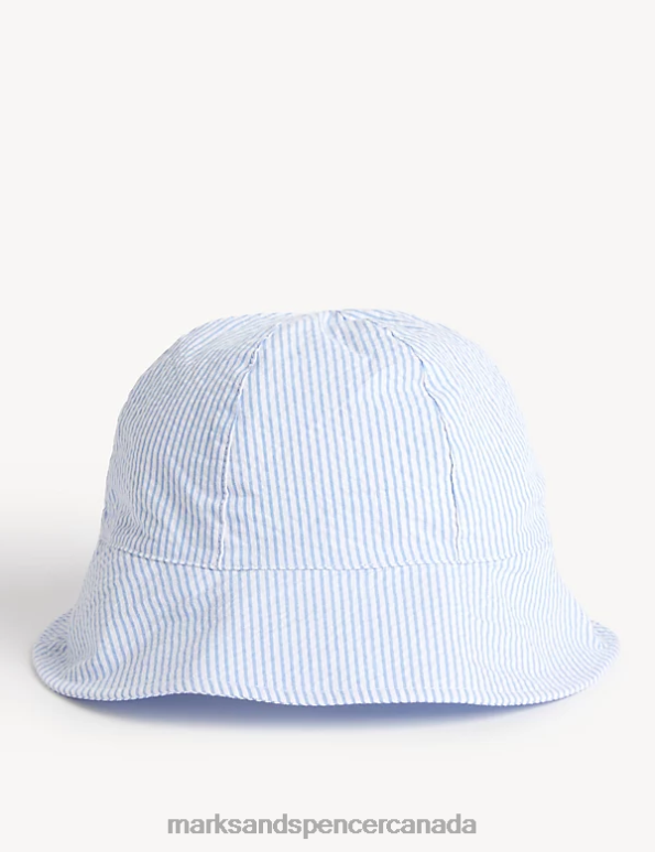 Marks and Spencer near me - Kids Blue Accessories Marks & Spencer Pure Cotton Striped Sun Hat 20VTD8544