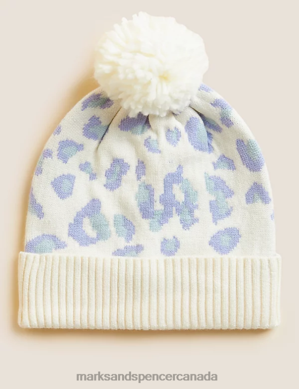 Marks and Spencer sale - Kids Cream Accessories Marks & Spencer Leopard Print Winter Hat 20VTD8589