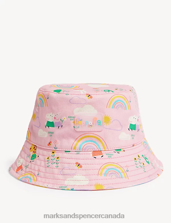 Marks and Spencer Canada - Kids Light Pink Accessories Marks & Spencer Pure Cotton Peppa Pig Sun Hat 20VTD8646