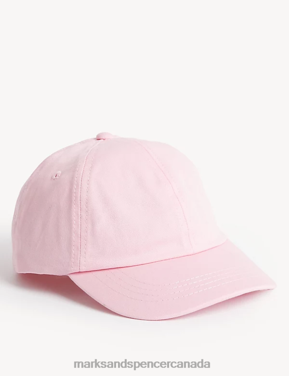 Kids Light Pink Accessories Marks & Spencer Pure Cotton Plain Baseball Cap 20VTD8307 - Marks and Spencer Canada locations