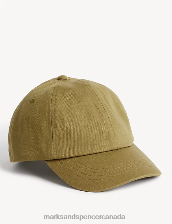 Marks and Spencer Canada - Kids Olive Accessories Marks & Spencer Pure Cotton Plain Baseball Cap 20VTD8578