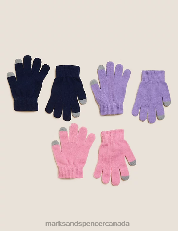 Marks and Spencer sale - Kids Sugar Pink Accessories Marks & Spencer 3pk Gloves 20VTD8401