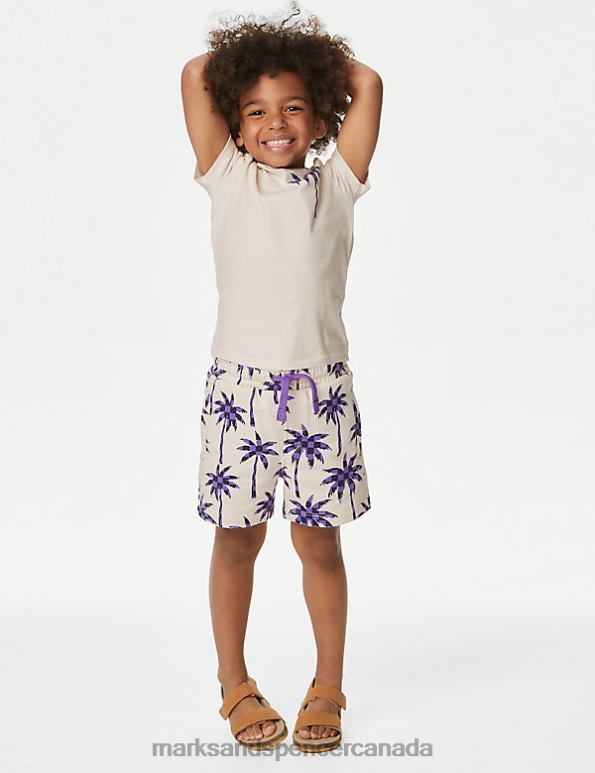 Kids Cream Mix Clothing Marks & Spencer 2pc Pure Cotton Palm Tree Outfit 20VTD7987 - Marks and Spencer outlet