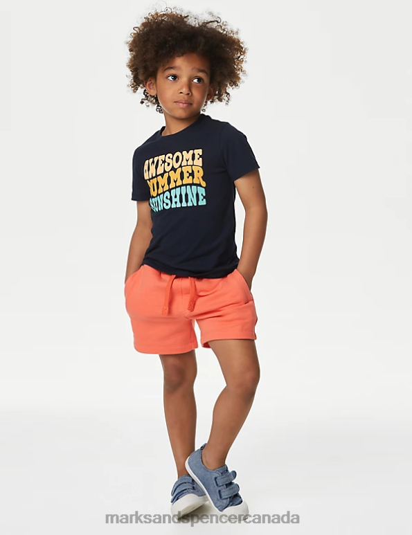 Kids Multi Clothing Marks & Spencer 2pc Cotton Rich Slogan Top & Bottom Outfit 20VTD8260 - Marks and Spencer online