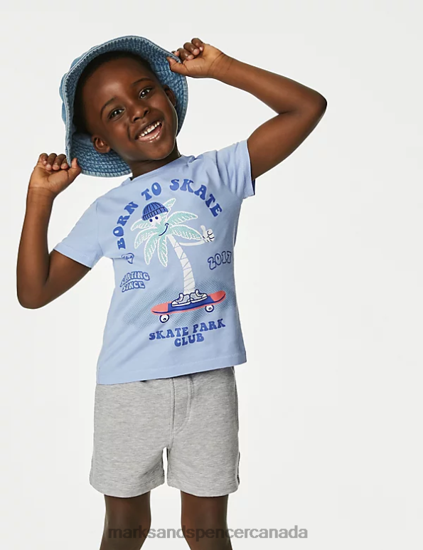 Kids Multi Clothing Marks & Spencer 2pc Pure Cotton Born To Skate Outfit 20VTD8263 - Marks and Spencer Canada locations