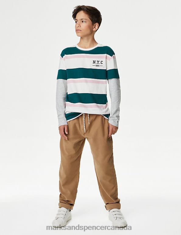 Kids Coffee Clothing Marks & Spencer Relaxed Cotton Rich Skater Chinos 20VTD8514 - Marks and Spencer outlet