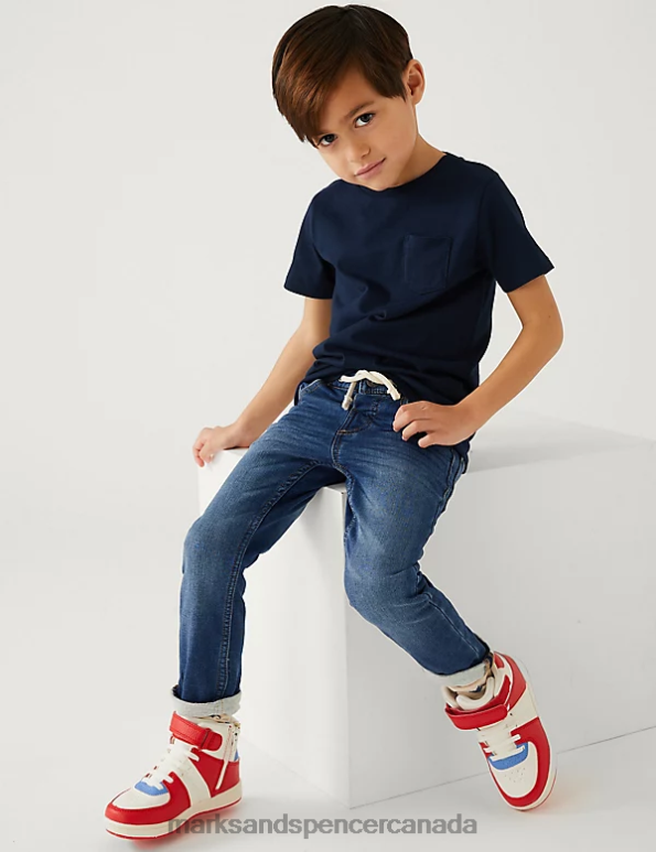 Kids Dark Blue Denim Clothing Marks & Spencer Skinny Fit Comfort Stretch Jeans 20VTD7597 - Marks and Spencer outlet