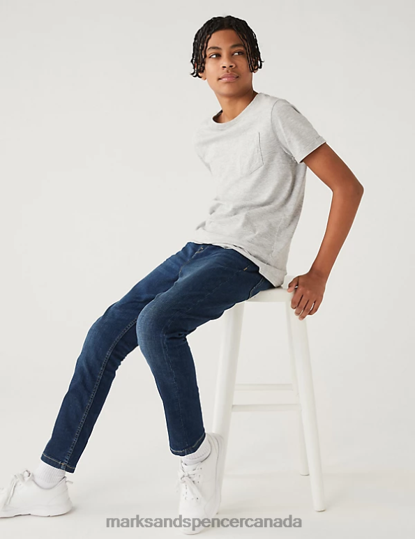 Kids Dark Indigo Clothing Marks & Spencer The Smith Skinny Fit Cotton with Stretch Jeans 20VTD8586 - Marks and Spencer online