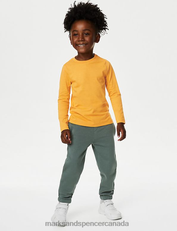 Marks and Spencer Canada - Kids Dark Sage Clothing Marks & Spencer Cotton Rich Joggers 20VTD8066