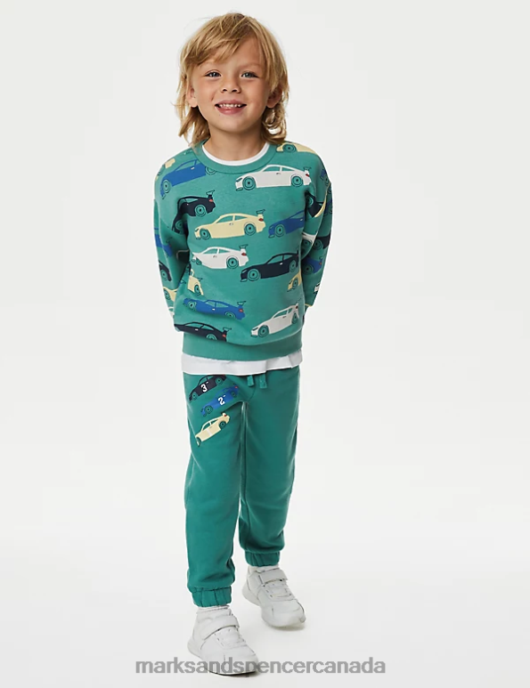 Marks and Spencer sale - Kids Green Clothing Marks & Spencer Cotton Rich Car Joggers 20VTD7799