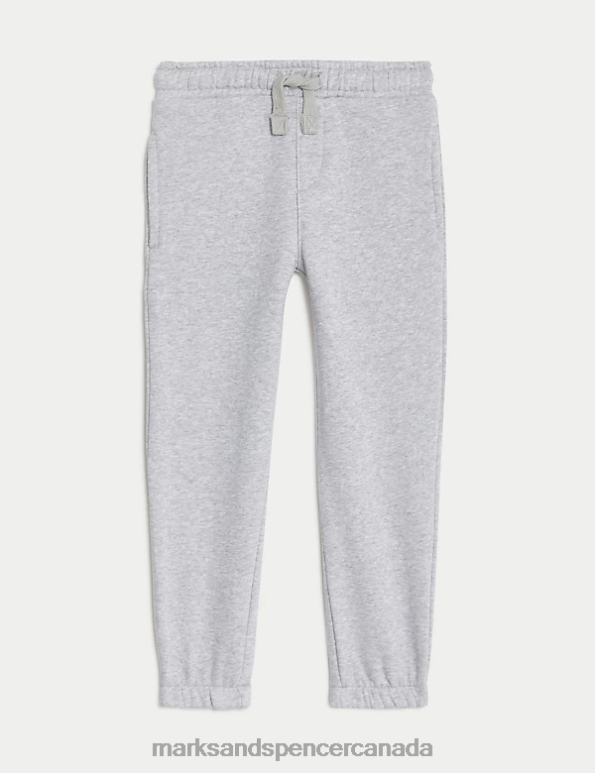 Marks and Spencer Canada - Kids Grey Clothing Marks & Spencer Cotton Rich Draw Cord Joggers 20VTD8598