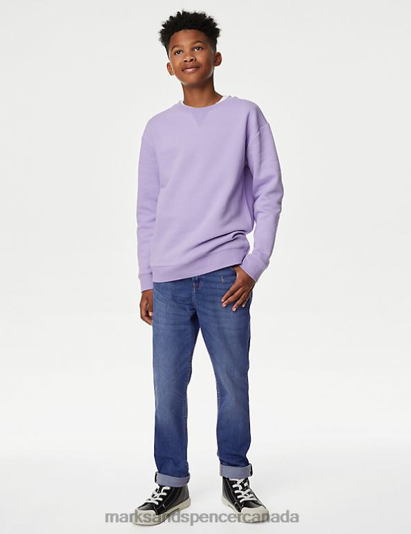 Marks and Spencer sale - Kids Mid Blue Clothing Marks & Spencer The Jones Straight Fit Cotton with Stretch Jeans 20VTD8450