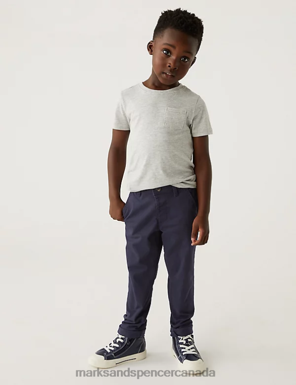 Kids Navy Clothing Marks & Spencer Cotton Rich Chinos 20VTD7956 - Marks and Spencer online