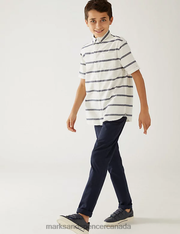 Marks and Spencer Canada - Kids Navy Clothing Marks & Spencer Cotton Rich Chinos 20VTD8288