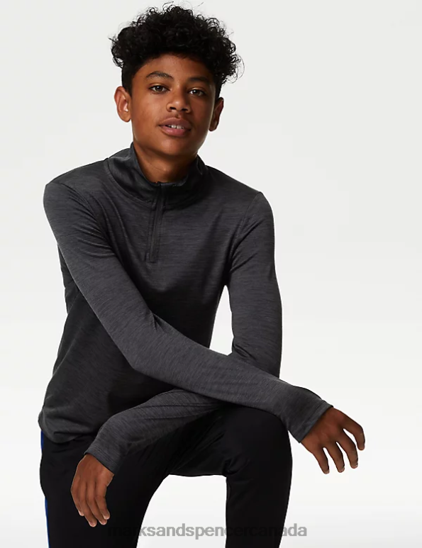 Kids Black Mix School Uniform Marks & Spencer Half Zip Sports Top 20VTD8568 - Marks and Spencer online