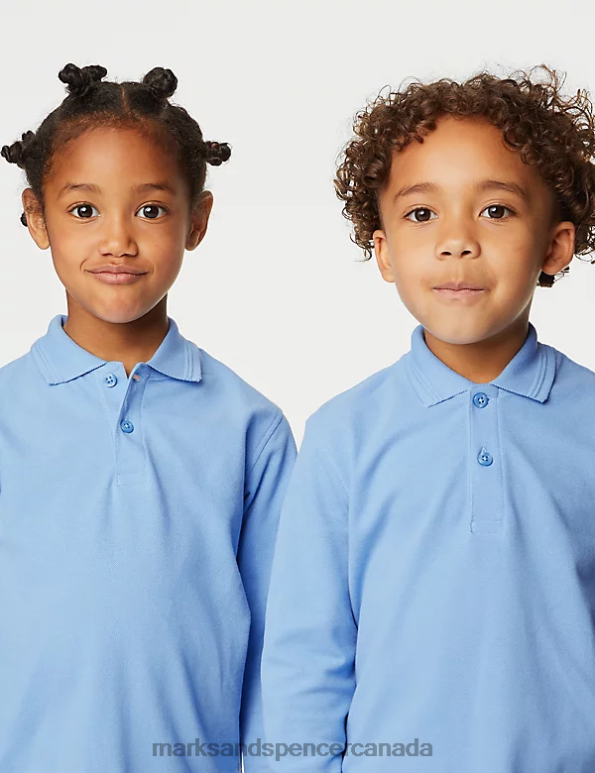 Marks and Spencer near me - Kids Blue School Uniform Marks & Spencer 2pk Pure Cotton School Polo Shirts 20VTD3593