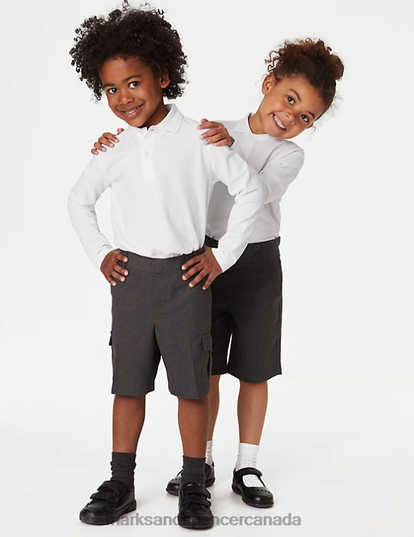 Marks and Spencer Canada - Kids White School Uniform Marks & Spencer 2pk Pure Cotton School Polo Shirts 20VTD3296