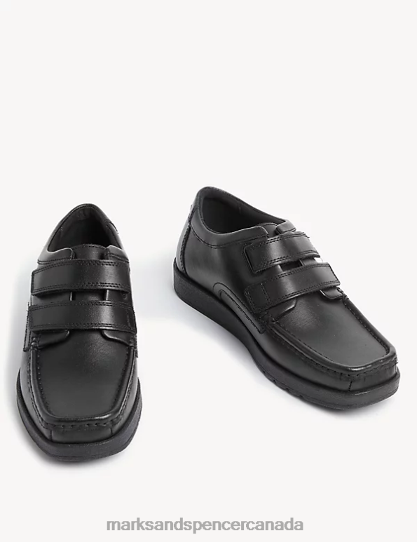 Marks and Spencer sale - Kids Black Footwear Marks & Spencer Leather Double Riptape School Shoes 20VTD8095